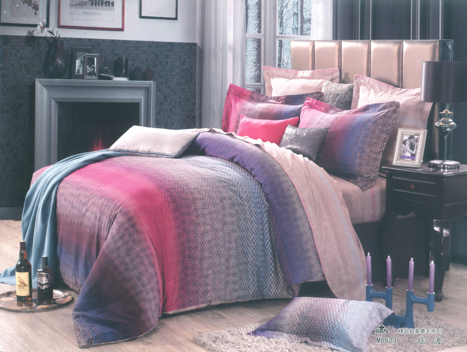 磨毛床盖四件套-炫波